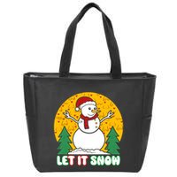 Let It Snow Tit Funny Christmas Snowman Zip Tote Bag