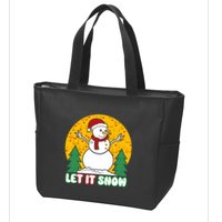 Let It Snow Tit Funny Christmas Snowman Zip Tote Bag