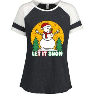 Let It Snow Tit Funny Christmas Snowman Enza Ladies Jersey Colorblock Tee