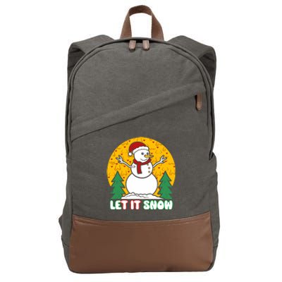 Let It Snow Tit Funny Christmas Snowman Cotton Canvas Backpack