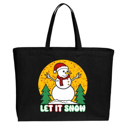 Let It Snow Tit Funny Christmas Snowman Cotton Canvas Jumbo Tote