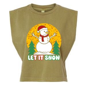 Let It Snow Tit Funny Christmas Snowman Garment-Dyed Women's Muscle Tee