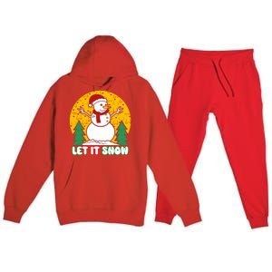 Let It Snow Tit Funny Christmas Snowman Premium Hooded Sweatsuit Set