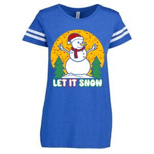 Let It Snow Tit Funny Christmas Snowman Enza Ladies Jersey Football T-Shirt