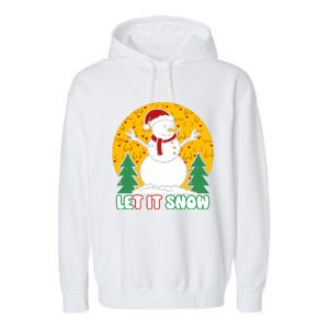 Let It Snow Tit Funny Christmas Snowman Garment-Dyed Fleece Hoodie