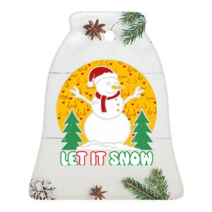 Let It Snow Tit Funny Christmas Snowman Ceramic Bell Ornament