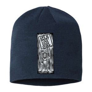 Life Is Short Love Each Other Skeketon Sustainable Beanie