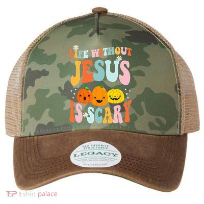 Life Is Scary Without Jesus Christian Faith Halloween Legacy Tie Dye Trucker Hat