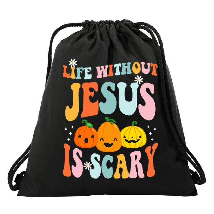 Life Is Scary Without Jesus Christian Faith Halloween Drawstring Bag