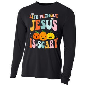 Life Is Scary Without Jesus Christian Faith Halloween Cooling Performance Long Sleeve Crew