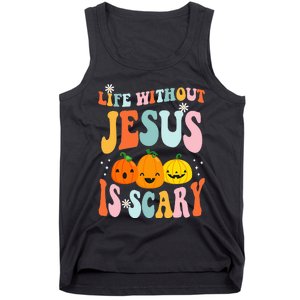 Life Is Scary Without Jesus Christian Faith Halloween Tank Top