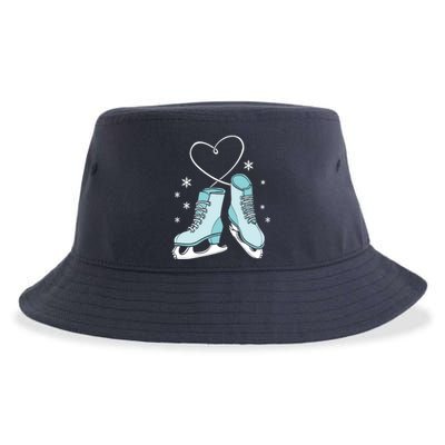 Love Ice Skating Sport Skater Girl Turquoise Skates Sustainable Bucket Hat