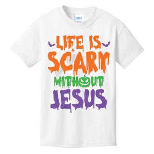 Life Is Scary Without Jesus Spooky Halloween Christian Kids T-Shirt