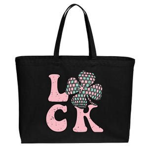 Lucky Irish Shamrock Disco Clover Leaf Cotton Canvas Jumbo Tote