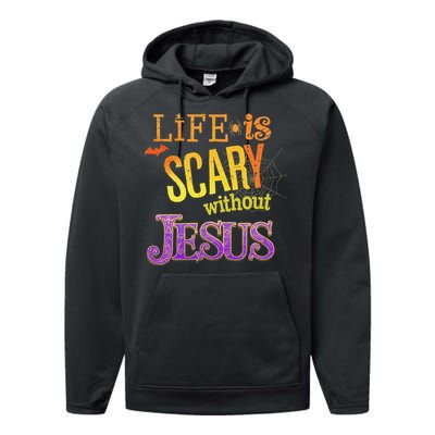 Life Is Scary Jesus Halloween Faith Costume Event Performance Fleece Hoodie