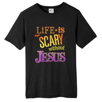 Life Is Scary Jesus Halloween Faith Costume Event Tall Fusion ChromaSoft Performance T-Shirt