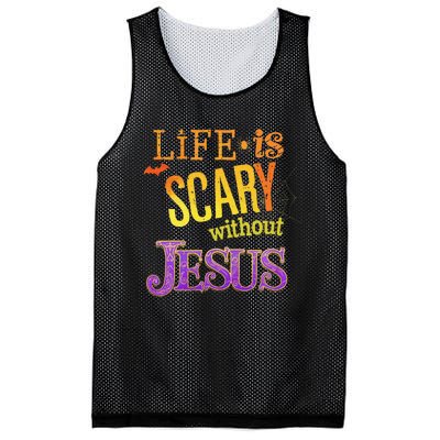 Life Is Scary Jesus Halloween Faith Costume Event Mesh Reversible Basketball Jersey Tank