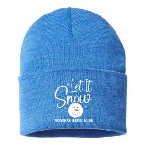 Let It Snow Somewhere Else Funny Winter Hater Ugly Christmas Gift Sustainable Knit Beanie