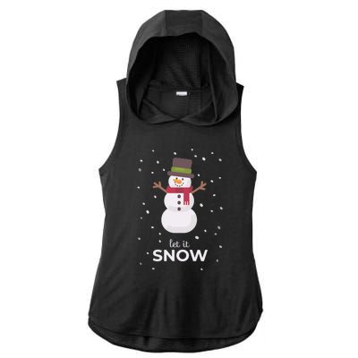 Let It Snow Snowman Christmas Funny Ladies PosiCharge Tri-Blend Wicking Draft Hoodie Tank