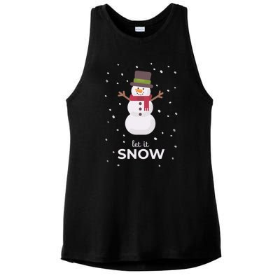 Let It Snow Snowman Christmas Funny Ladies PosiCharge Tri-Blend Wicking Tank