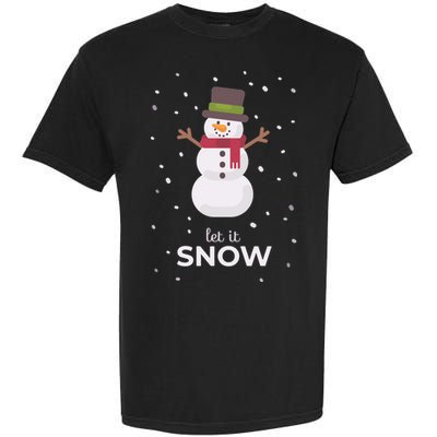 Let It Snow Snowman Christmas Funny Garment-Dyed Heavyweight T-Shirt