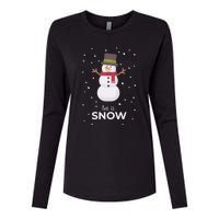 Let It Snow Snowman Christmas Funny Womens Cotton Relaxed Long Sleeve T-Shirt