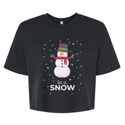 Let It Snow Snowman Christmas Funny Bella+Canvas Jersey Crop Tee