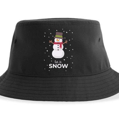 Let It Snow Snowman Christmas Funny Sustainable Bucket Hat