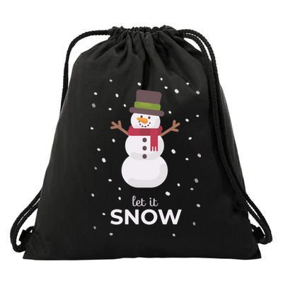 Let It Snow Snowman Christmas Funny Drawstring Bag