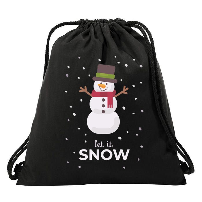 Let It Snow Snowman Christmas Funny Drawstring Bag