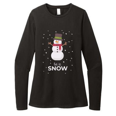 Let It Snow Snowman Christmas Funny Womens CVC Long Sleeve Shirt