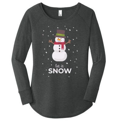 Let It Snow Snowman Christmas Funny Women's Perfect Tri Tunic Long Sleeve Shirt