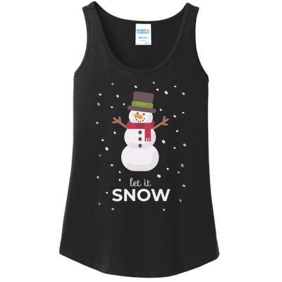 Let It Snow Snowman Christmas Funny Ladies Essential Tank