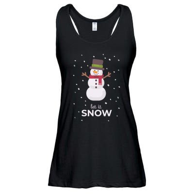 Let It Snow Snowman Christmas Funny Ladies Essential Flowy Tank