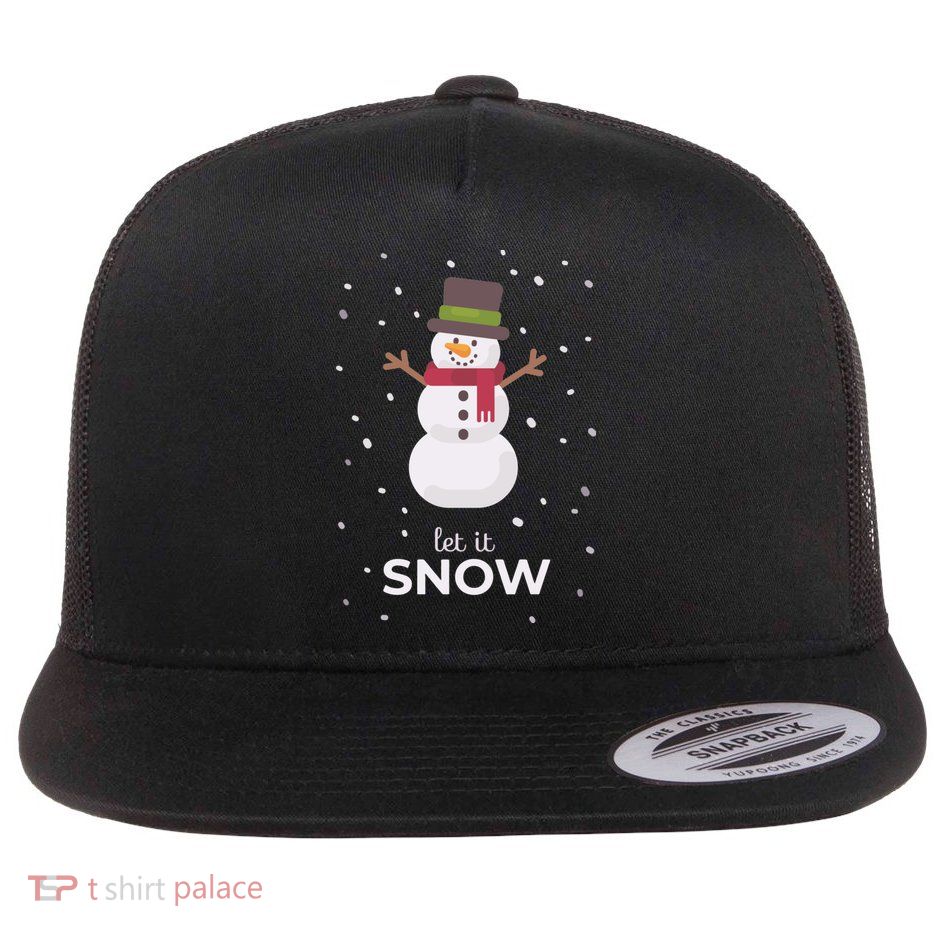 Let It Snow Snowman Christmas Funny Flatbill Hat