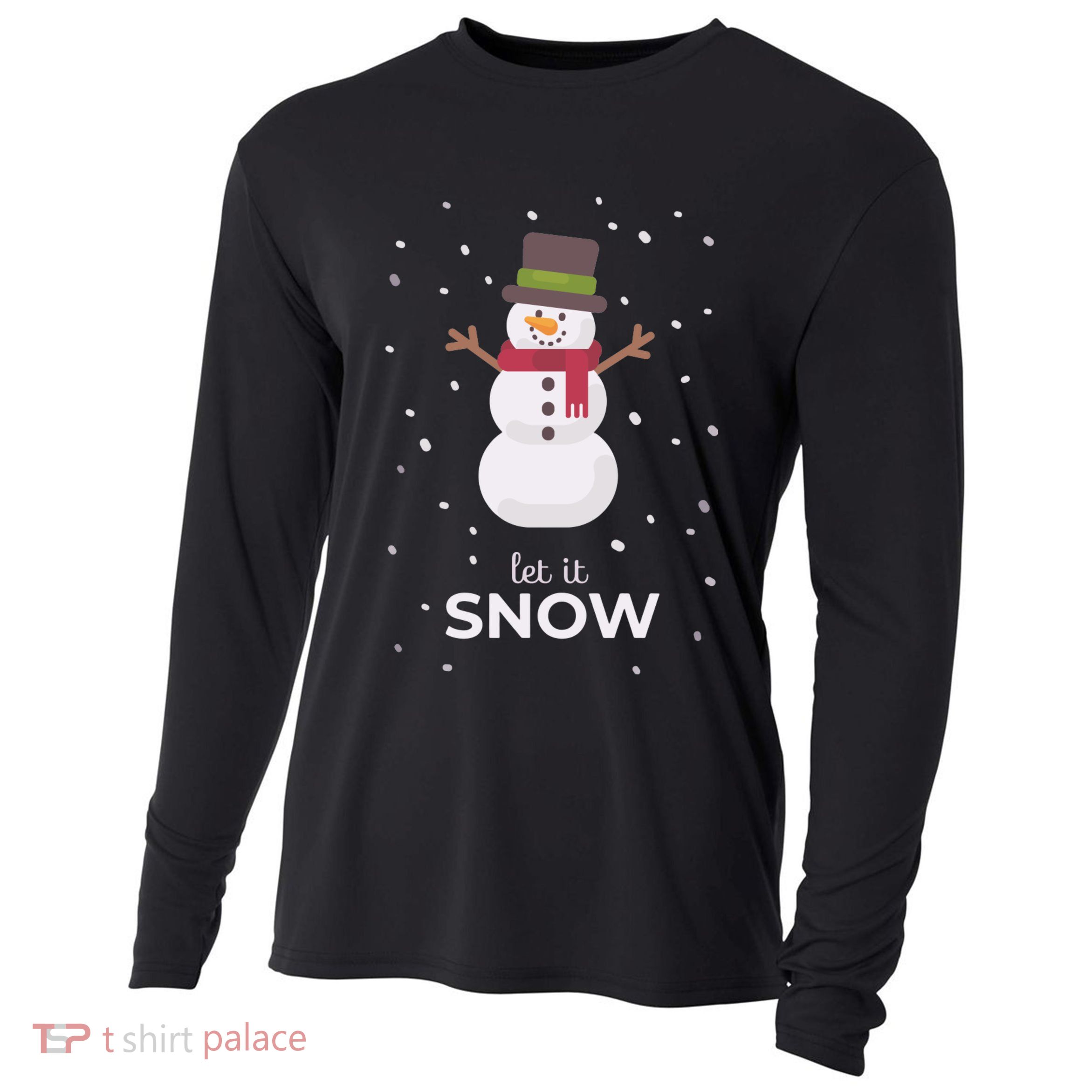 Let It Snow Snowman Christmas Funny Cooling Performance Long Sleeve Crew