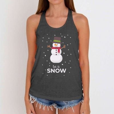 Let It Snow Snowman Christmas Funny Women's Knotted Racerback Tank