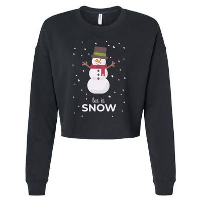 Let It Snow Snowman Christmas Funny Cropped Pullover Crew