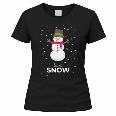 Let It Snow Snowman Christmas Funny Women's T-Shirt