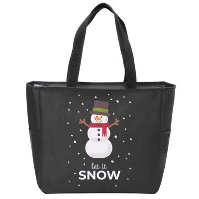 Let It Snow Snowman Christmas Funny Zip Tote Bag
