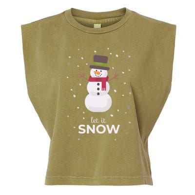 Let It Snow Snowman Christmas Funny Garment-Dyed Women's Muscle Tee