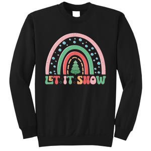 Let It Snow Rainbow And Christmas Tree Graphic Sweatshirt