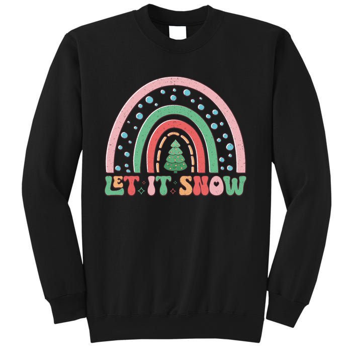 Let It Snow Rainbow And Christmas Tree Graphic Sweatshirt