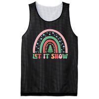 Let It Snow Rainbow And Christmas Tree Graphic Mesh Reversible Basketball Jersey Tank