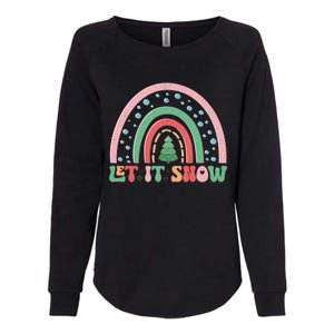 Let It Snow Rainbow And Christmas Tree Graphic Womens California Wash Sweatshirt