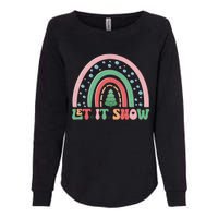 Let It Snow Rainbow And Christmas Tree Graphic Womens California Wash Sweatshirt