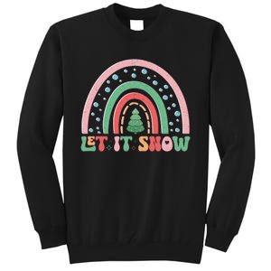 Let It Snow Rainbow And Christmas Tree Graphic Tall Sweatshirt