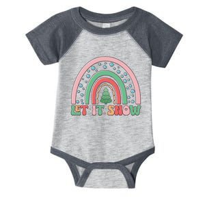 Let It Snow Rainbow And Christmas Tree Graphic Infant Baby Jersey Bodysuit