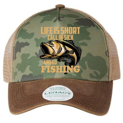 Life Is Short Call In Sick And Go Fishing Legacy Tie Dye Trucker Hat