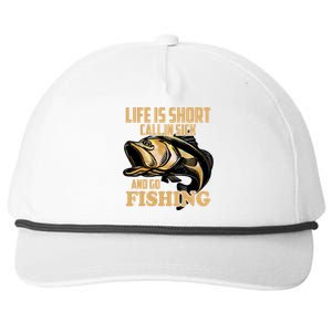 Life Is Short Call In Sick And Go Fishing Snapback Five-Panel Rope Hat